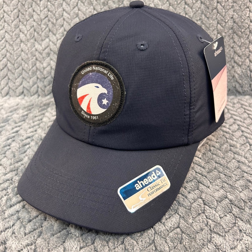 United National Life Eagle Mens Navy Ahead Hat Performance UPF 50+ Cap OSFM